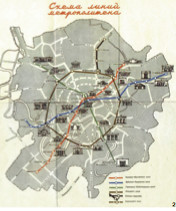 选自Mark Ovenden 的《世界交通图》（Transit Maps of the World  企鹅出版社, 2007），图为莫斯科交通图。
