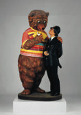 杰夫·昆斯、《熊和警察》、1988、多色木、85×43×37″
