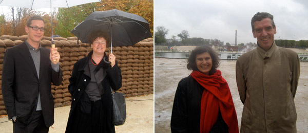 左图: Chantal Crousel总监Niklas Svennung和画廊家Chantal Croussel. 右图: 卢浮宫当代艺术策展人Marie-Laure Bernadac和常任总监Henri Loyrette.