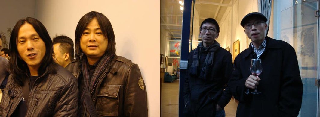 左图：艺术家余极、杨福东；右图：艺术家王兴伟和长征空间卢杰