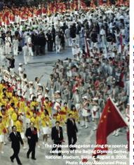 北京奥运会开幕式中国代表团入场、国家体育馆、北京、 2008年8月8日。