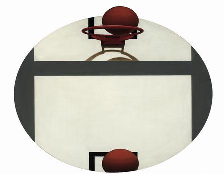 巴克利•亨德里克斯、《Vertical Hold》、1967、棉帆布油画、丙烯酸、金属银、119×112厘米。