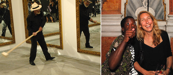 左图: 艺术家Michelangelo Pistoletto。右图: 工作室博物馆总监Thelma Golden和新新博物馆总监Lisa Phillips。