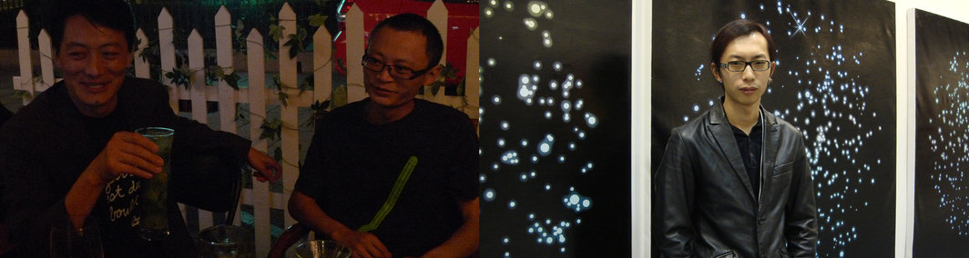 左图：画廊家程昕东和艺术家储云。右图：CIGE副总经理尤洋。
