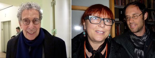 左图：策展人Klaus Kertess。右图：艺术经纪 Magda Sawon 和艺术家 Omer Fast。