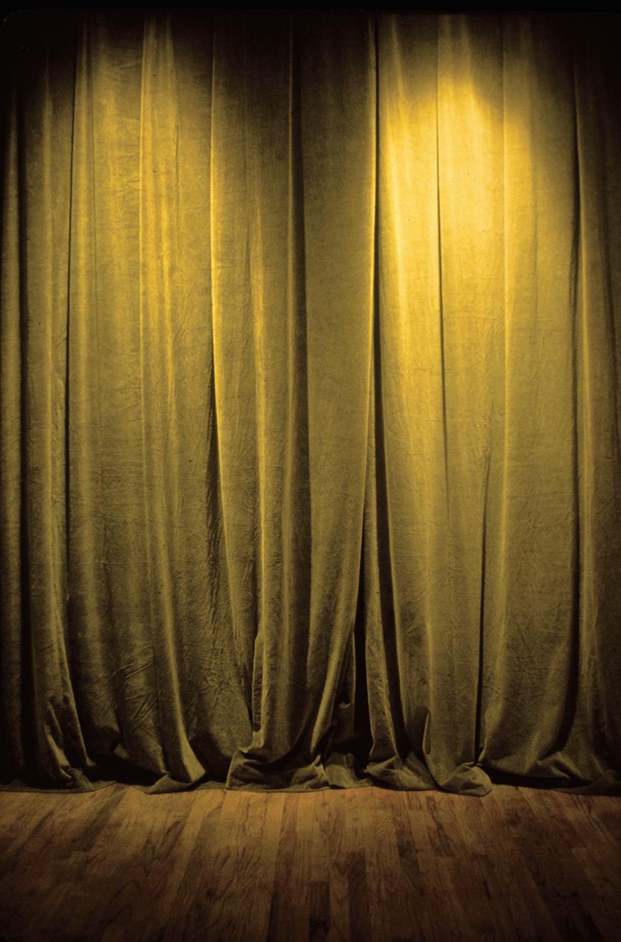 詹妮弗•博兰德，《绿色窗帘》（局部），1982，天鹅绒窗帘，聚光灯