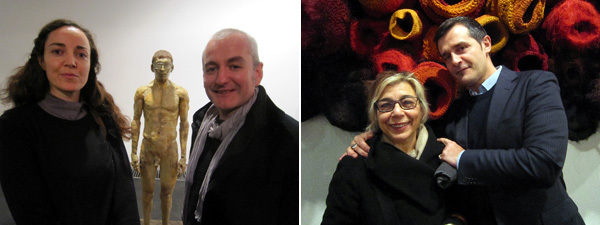 左: 艺术家Maura Biavia与Helidon Gjergji； 右: 批评家 Alessandra Mammi与MACRO馆长Luca Massimo Barbero。
