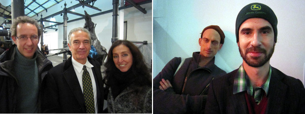 左: MAXXI策展人Bartolomeo Pietromarchi、 画商Mauro Nicoletti和威尼斯双年展建筑师Manuela Lucà-Dazio； 右: 艺术家Fritz Haeg与Gilles Rotzetter。