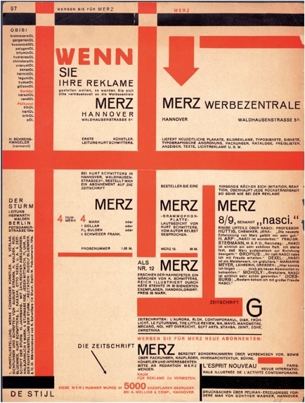 《默茨》11期（1924年11月）尾页，库尔特•施维特斯印刷。