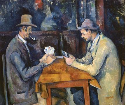 保罗-塞尚 《玩纸牌的人》, 1892–96, 油画, 23 /8 x 28 /4"。