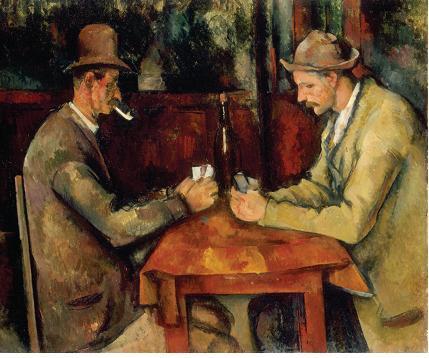 保罗-塞尚 《玩纸牌的人》, 1892–96, 油画, 18 /2 x 22"。