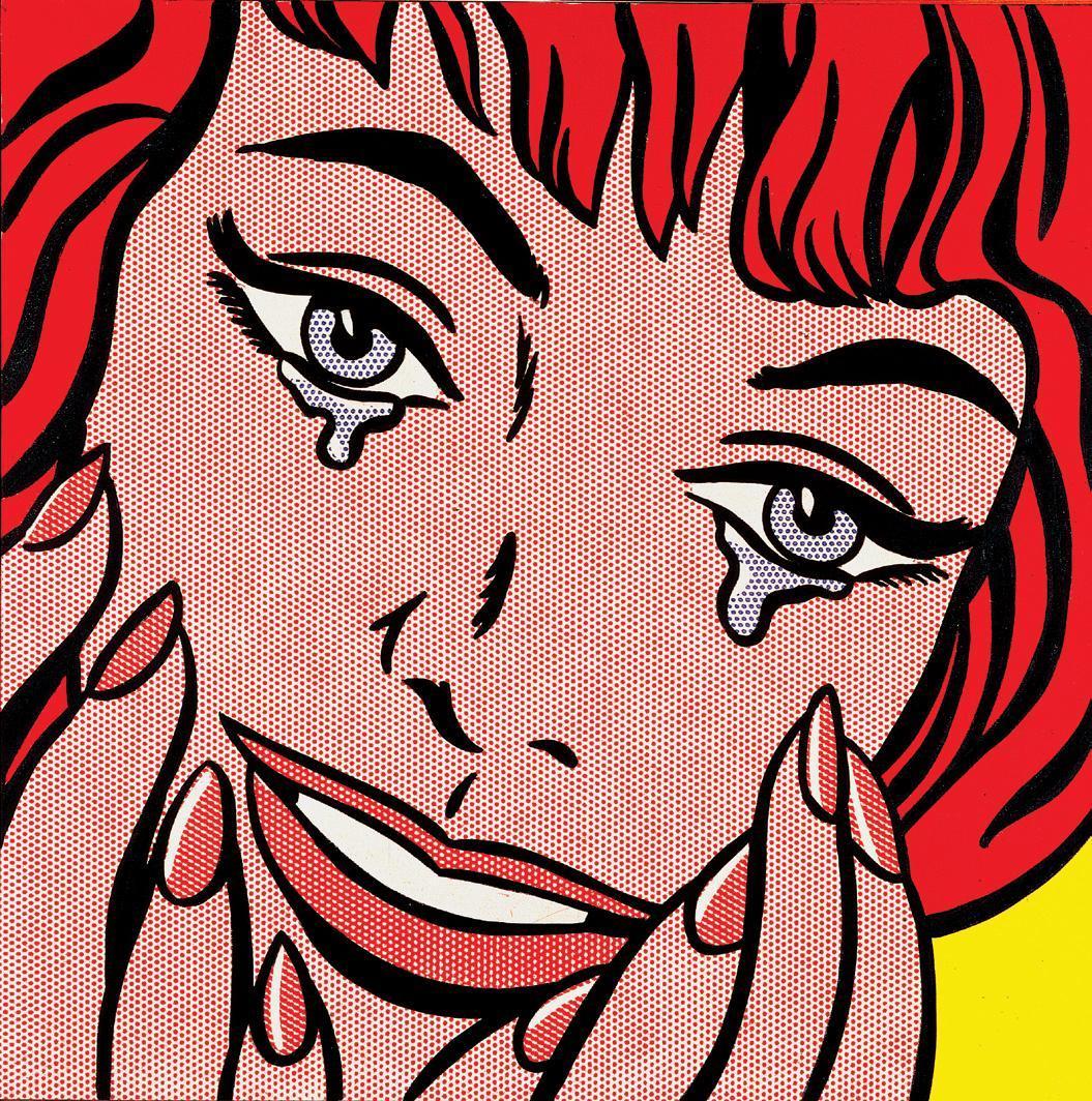 利希滕斯坦，《喜悦之泪》，1964,麦格纳牌丙烯于画布上，96.5cm x 96.5cm。