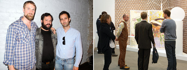 左:艺术家Dan Attoe,画商Javier Peres和艺术家Alex Israel(摄影：Luigi Vitali)；右：商人Gerd Harry Lybke在柏林当代艺术博览会（摄影：Eric Tschernow）