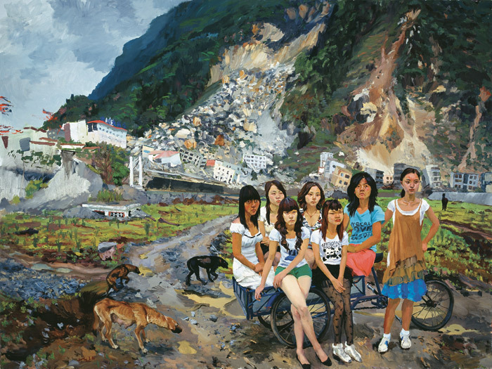 刘小东,《出北川》，2010，布面油画, 400x308。