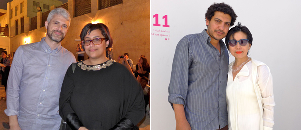 左：MoMA PS1 策展人Peter Eleey 和沙迦艺术基金会创办者总监霍尔。右：艺术家Wael Shawky 和11届沙迦双年展策展人长谷川佑子。