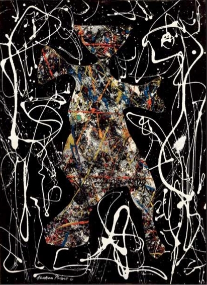 杰克逊·波洛克，《切割形象》，1948，油彩、瓷漆、铝质喷漆、玻璃、钉子、纸板和纸，装裱在纤维板上，25 x 21 x 34".