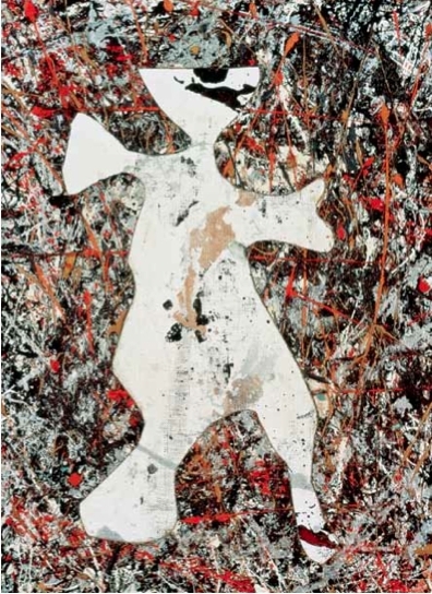 杰克逊·波洛克，《切割》，1948－50，纸板、画布和纤维板上油彩、瓷漆、铝质喷漆、综合材料，303⁄8 x 223⁄8".