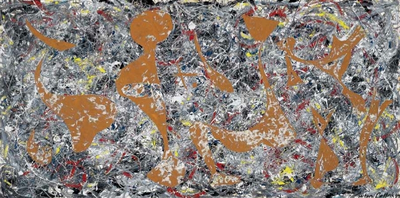 杰克逊·波洛克，《网之外7号》，1949，油彩、瓷漆、经过切割的纤维板，477⁄8 x 96".