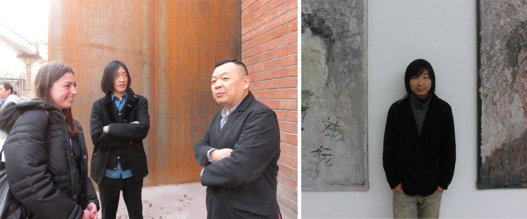 左：阿姆斯特丹大学博士Svetlana Kharchenkova，策展人朱朱，参展艺术家刘野；右：艺术家闫冰。