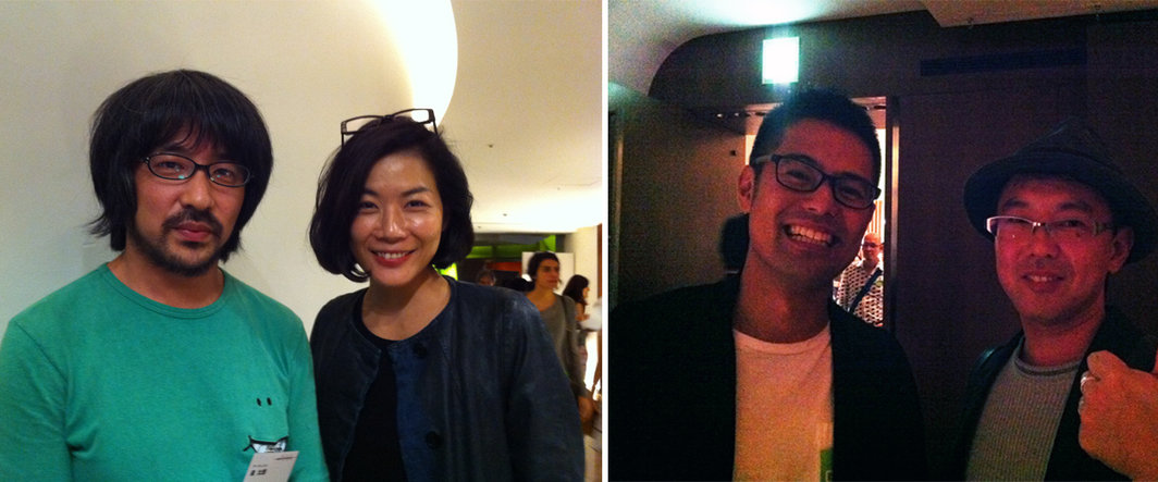 左：参展艺术家泉太郎和Take Ninagawa的蜷川敦子；右：东京都现代美术馆策展人吉崎和彦和Loop Hole的木村俊幸.