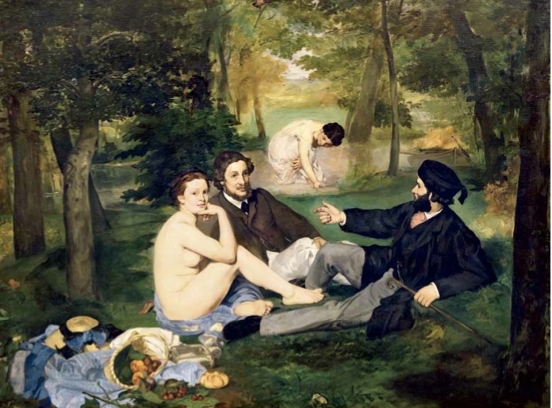 爱德华・马奈，《草地上的午餐》，1863，布面油画，817⁄8 x 1041⁄8".