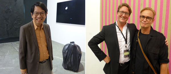 左：收藏家黄鸿仁博士；右：艺术经纪人Graham Steele和艺术家爱舍利•比克顿.