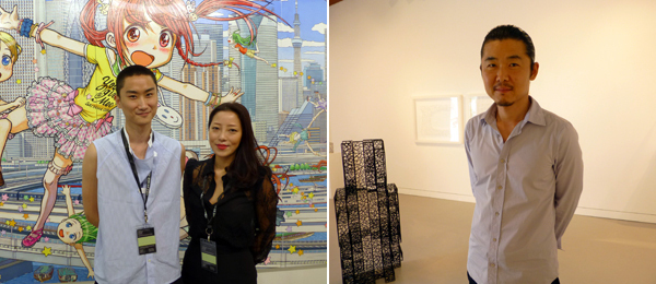 左：艺术经纪人Uli Zhiheng Huang和Etsuko Nakajima；右：艺术家Shin Il Kim.