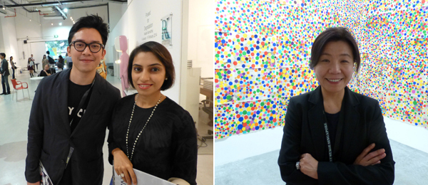左：艺术经纪人Junior Tirtadji 和作家Bharti Lalwani；右：韩国展台策展人Kim Sung Won.