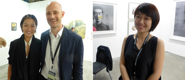左：艺术经纪人Lorraine Kiang Malingue和Edouard Malingue；右：北京公社的吕静静.