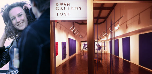 左：弗吉尼亚•杜文和罗伯特•史密森 纽约，1969。右：“伊夫•克莱因：单色画”现场，1961，杜文画廊，洛杉矶。