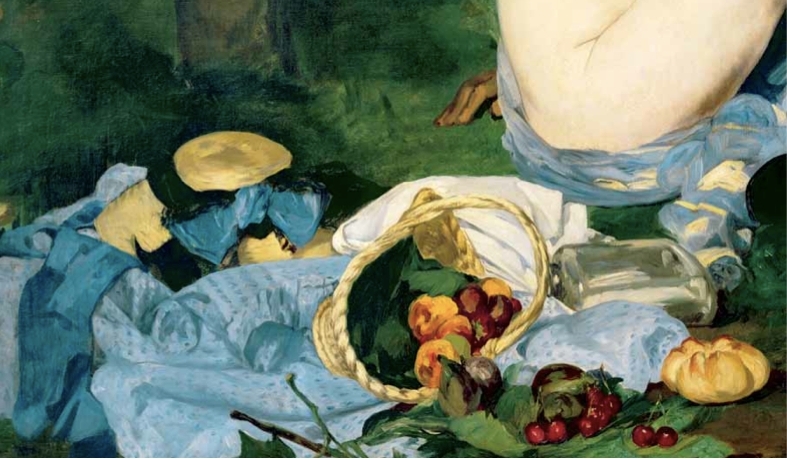爱德华·马奈，《草地上的午餐》（局部），1863，布面油画，817⁄8 x 1041⁄8".