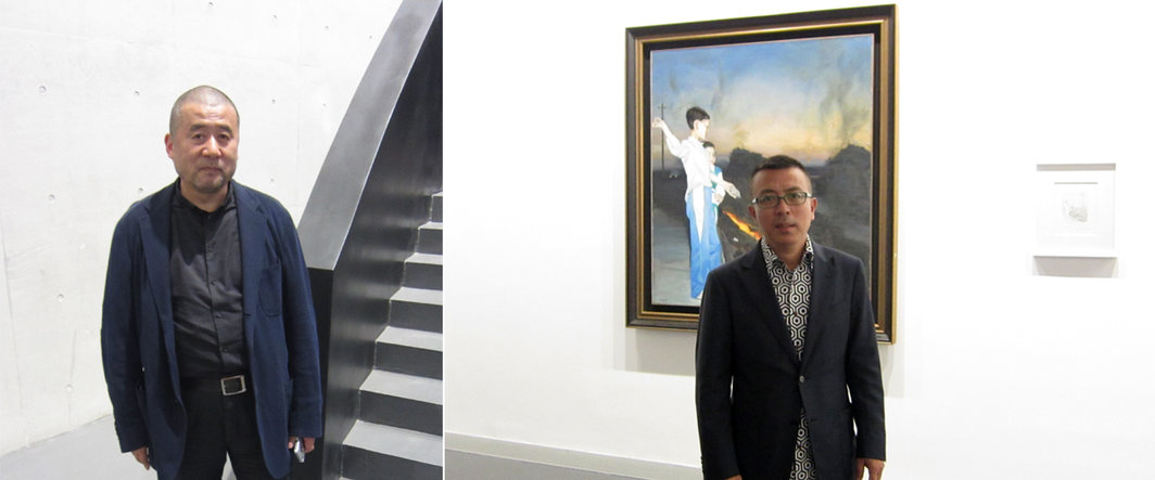 左：艺术家张培力；右：艺术家刘小东.