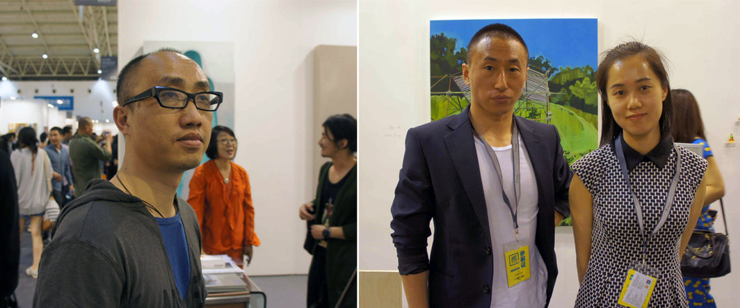 左：艺术家陈晓云；右：天线空间负责人王子与黄乐.