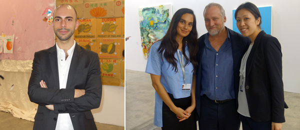 左：画商Felipe Dmab在Mendes Wood画廊；右：画商Sarvia Jasso, Jeff Poe, Renna Okubo.