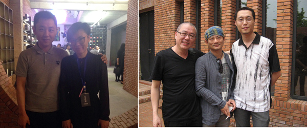 左：星空间负责人房方玉红砖美术馆副馆长巩剑 ；右：艺术家陈界仁，黄孙权及友人.