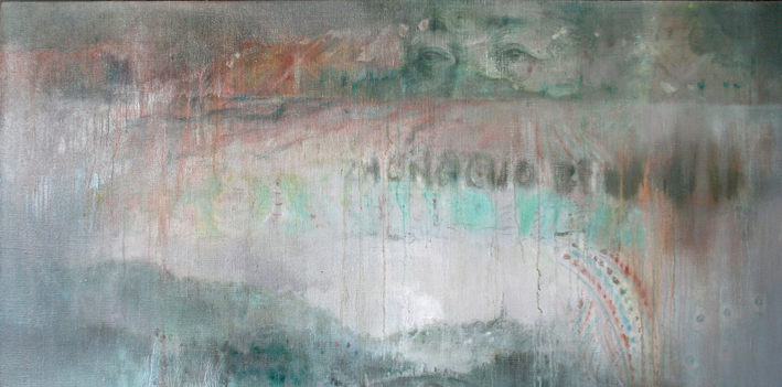 谢其，《壹￥1》，2012，布面油画，70x150cm.