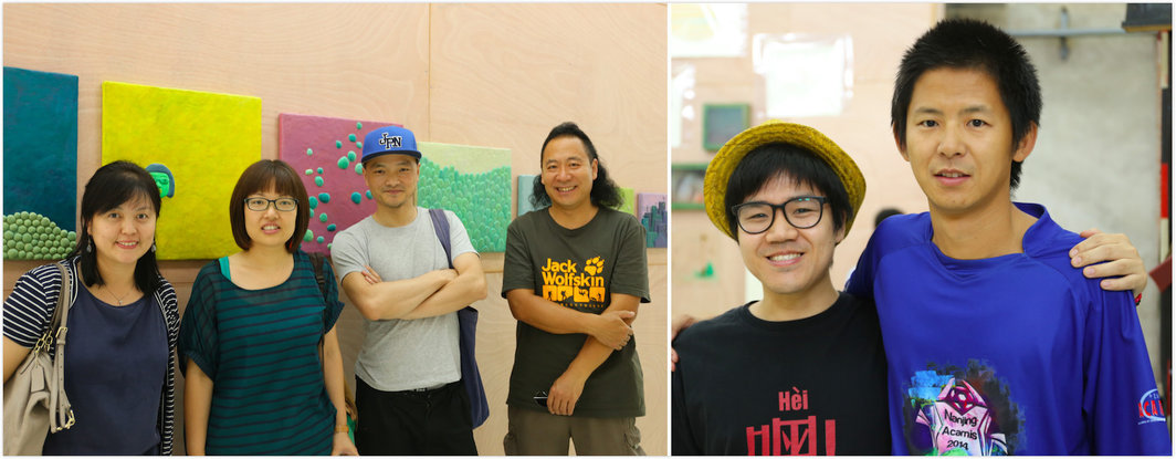 左：艺术家饭田祐子和艺术家王光乐及其友人；右：艺术家雷磊和温凌.