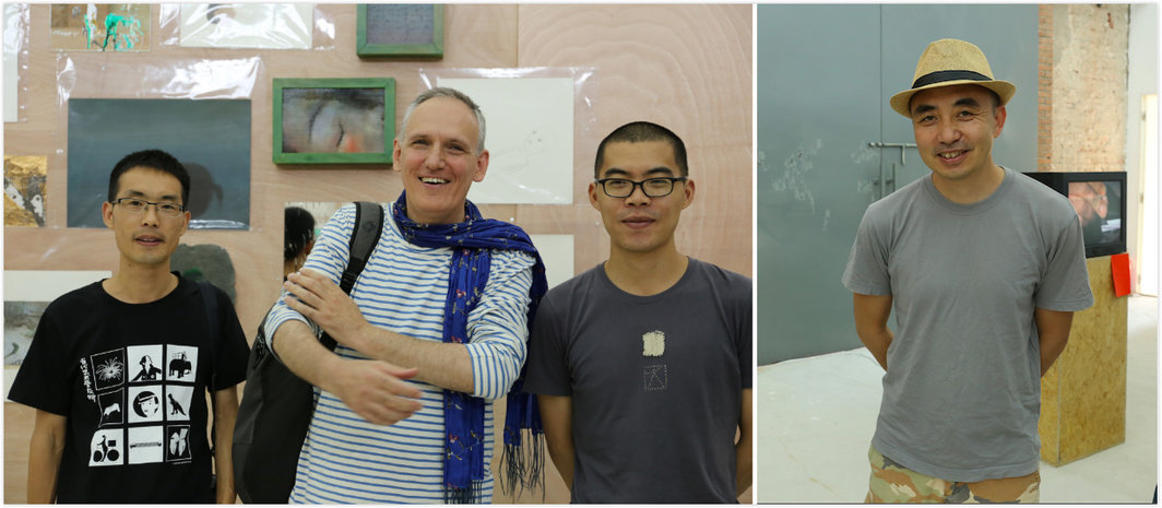 左：《东方艺术·大家》张宗希，时尚艺术中心总监周思远及其友人；右：艺术家张晖.