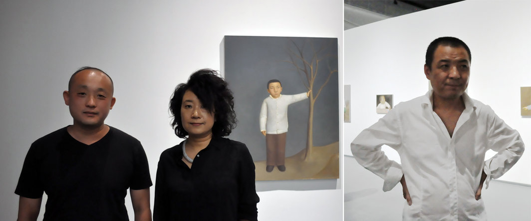 左：艺术家王郁洋与段建宇；右：艺术家王音.