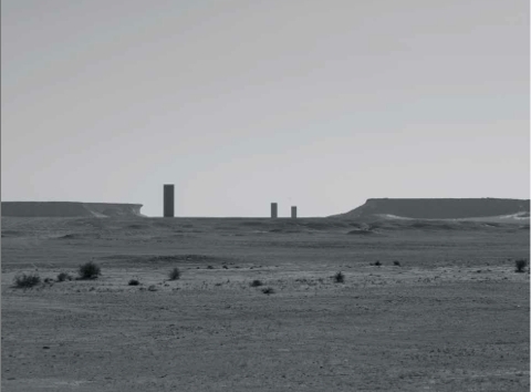 理查德・塞拉，《东-西/西-东》，2014，耐候钢，装置现场，布洛克自然保护区，卡塔尔. 摄影： Cristiano Mascaro.