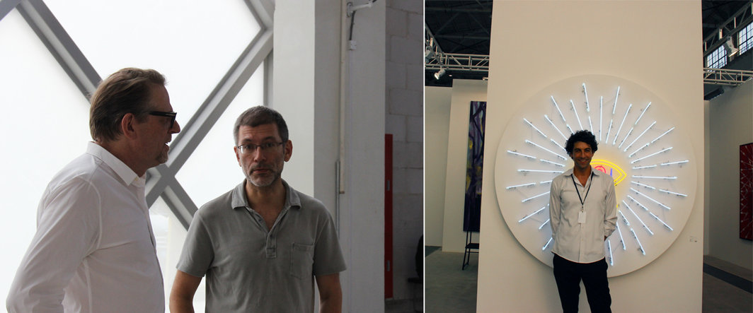 左：博而励画廊负责人包文麟（Waling Boers）与Helmut；右：MABSOCIETY与BANk的马修·伯利塞维兹（Mathieu Borysevicz）.