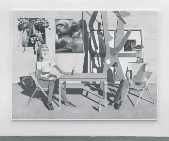 艾芙瑞・辛格，《工作室访问》，2012年，布面丙烯，72 × 90"。