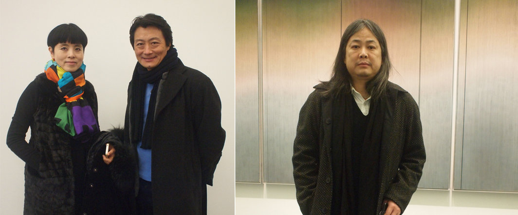 左：艺术家喻红与程昕东国际当代艺术空间创始人程昕东；右：艺术家杨福东.
