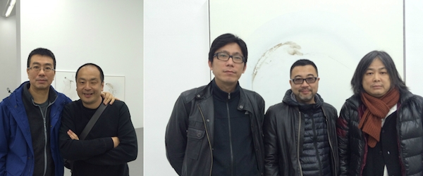 左：艺术家朱昱与动画导演皮三；右：艺术家徐震、杨振中与杨福东.