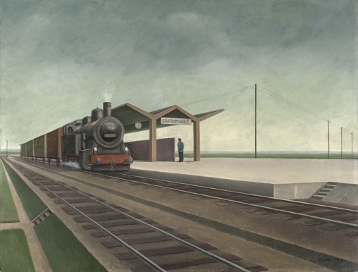 马克斯·拉德勒（Max Radler）,《SD/2车站》，1933，板上油画，331⁄8 × 251⁄4".