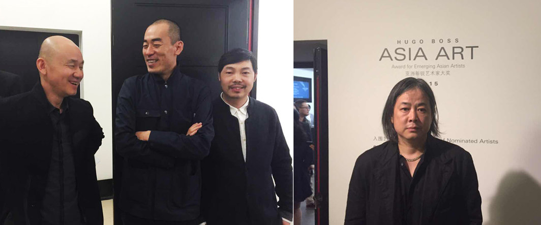 左：艺术家刘建华，张鼎与杨心广；右：艺术家杨福东.