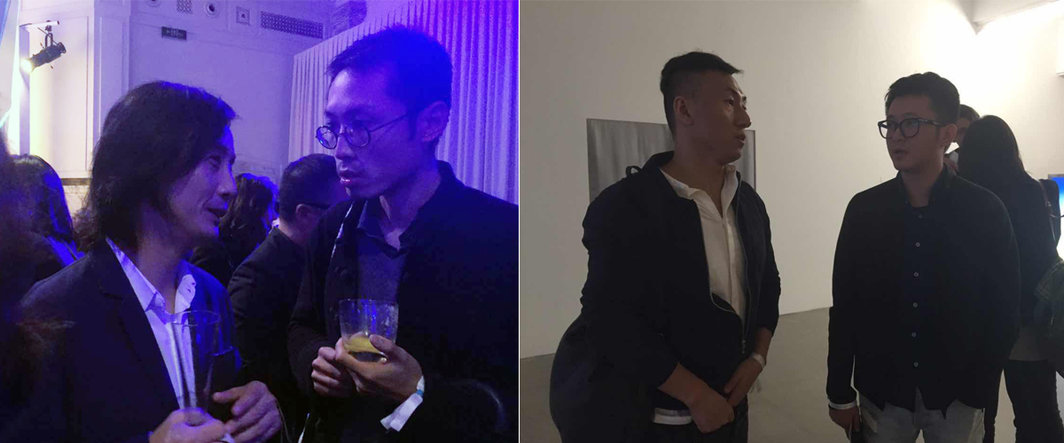 左：艺术家施勇及友人；右：天线空间的王子与艺术家徐哲.