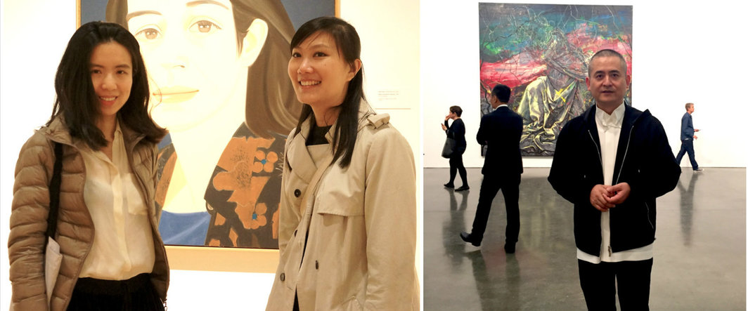左：策展人王辛与纽约亚洲协会美术馆特别企划经理Kelly Ma；右：艺术家曾梵志.