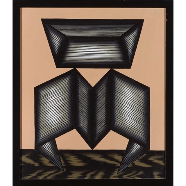 Christina Ramberg，《O.H.D》，1976，纤维板上丙烯，18 × 16". “关于脸”参展作品.