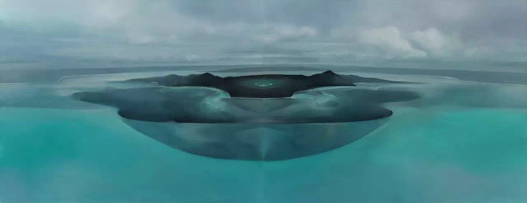 宋琨，《净土风景》，2015，布面油画，140 × 360cm.